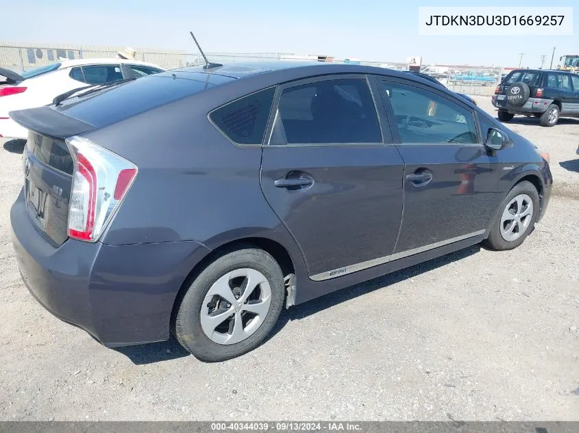 2013 Toyota Prius VIN: JTDKN3DU3D1669257 Lot: 40344039