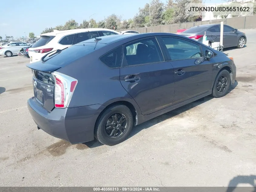 JTDKN3DU8D5651622 2013 Toyota Prius Three