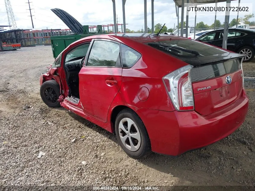 JTDKN3DU8D1722602 2013 Toyota Prius Three