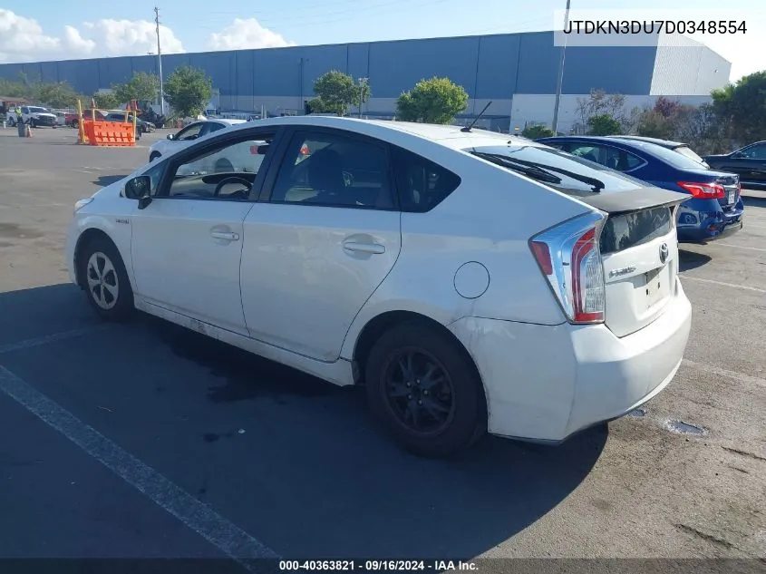 2013 Toyota Prius Two VIN: JTDKN3DU7D0348554 Lot: 40363821