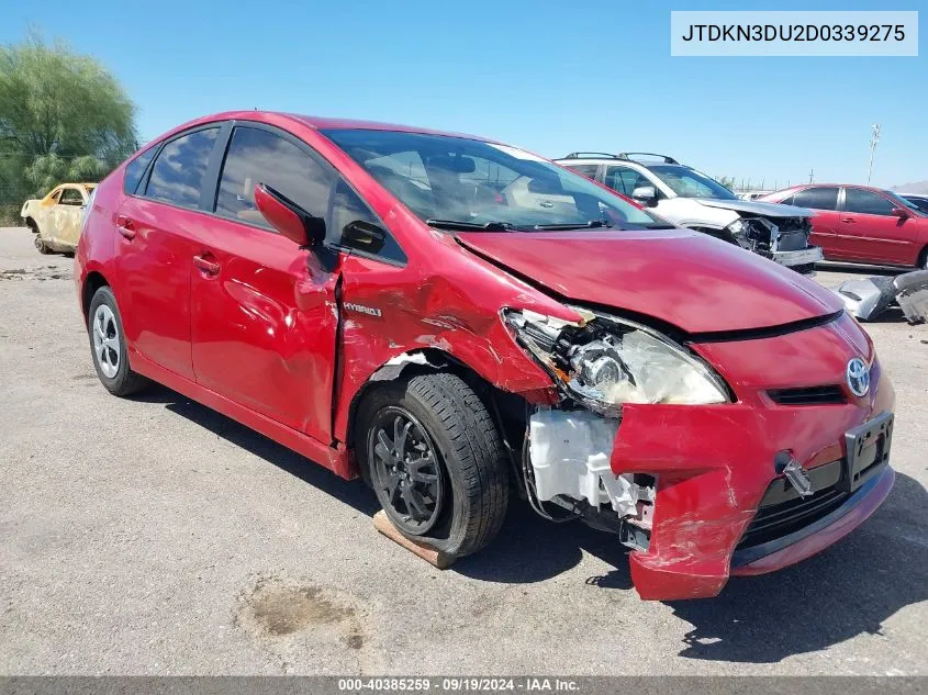 JTDKN3DU2D0339275 2013 Toyota Prius Two