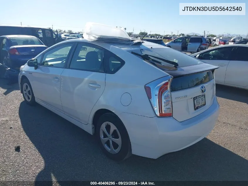 2013 Toyota Prius Three VIN: JTDKN3DU5D5642540 Lot: 40406295