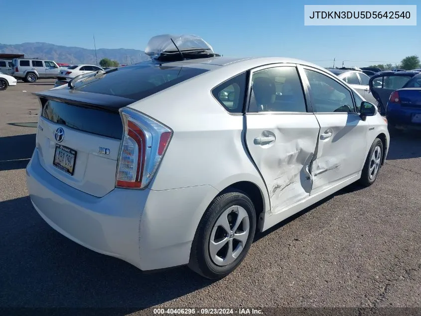 2013 Toyota Prius Three VIN: JTDKN3DU5D5642540 Lot: 40406295