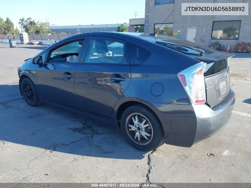 2013 Toyota Prius Four VIN: JTDKN3DU6D5658892 Lot: 40407617