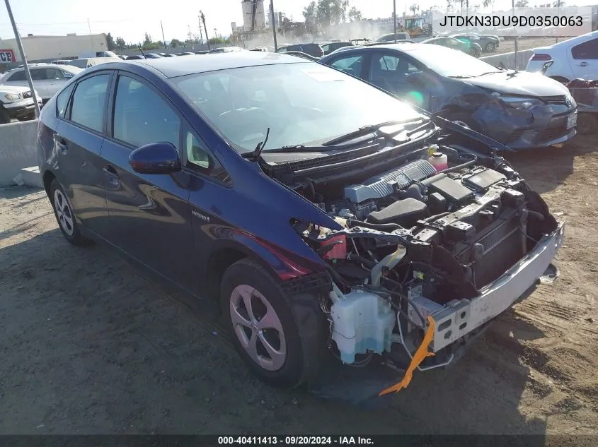 2013 Toyota Prius Two VIN: JTDKN3DU9D0350063 Lot: 40411413