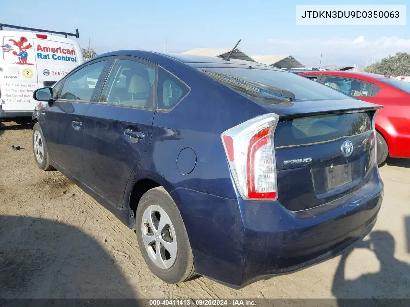 2013 Toyota Prius Two VIN: JTDKN3DU9D0350063 Lot: 40411413