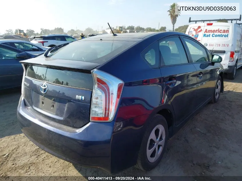 2013 Toyota Prius Two VIN: JTDKN3DU9D0350063 Lot: 40411413