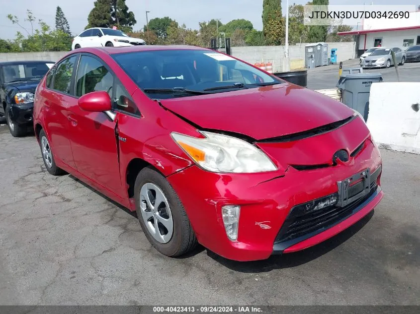 2013 Toyota Prius Two VIN: JTDKN3DU7D0342690 Lot: 40423413