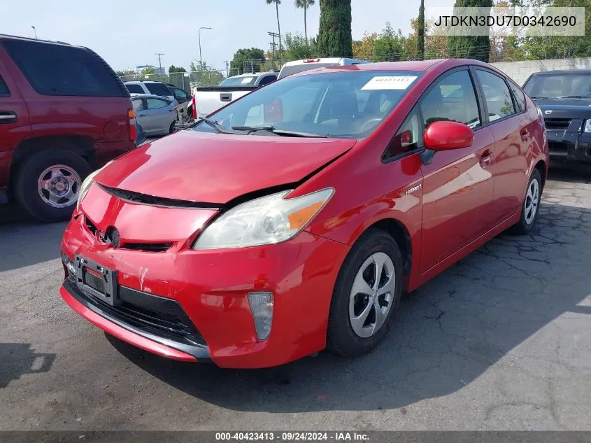 2013 Toyota Prius Two VIN: JTDKN3DU7D0342690 Lot: 40423413