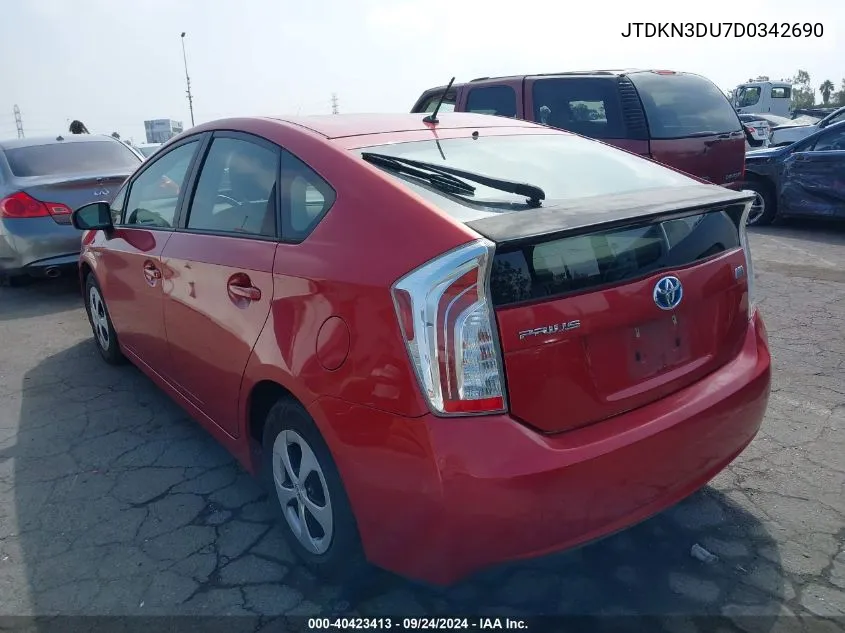 2013 Toyota Prius Two VIN: JTDKN3DU7D0342690 Lot: 40423413