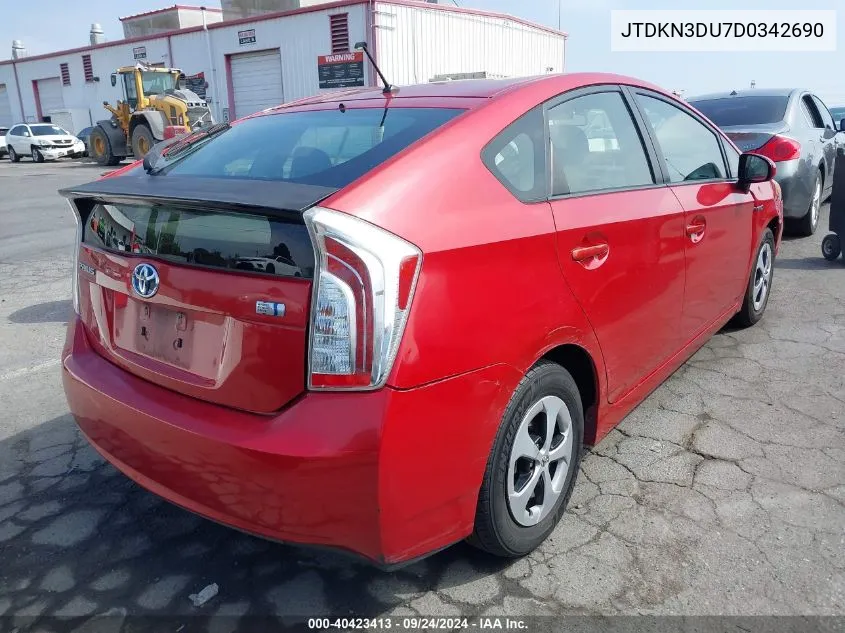 2013 Toyota Prius Two VIN: JTDKN3DU7D0342690 Lot: 40423413