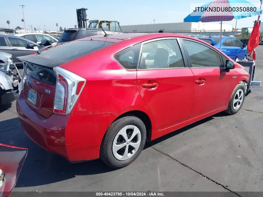 2013 Toyota Prius Three VIN: JTDKN3DU8D0350880 Lot: 40423795