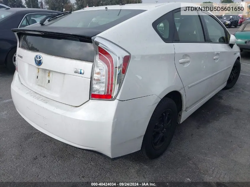 2013 Toyota Prius Two VIN: JTDKN3DU5D5601650 Lot: 40424034