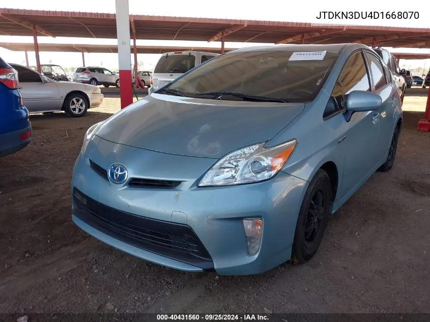 2013 Toyota Prius Two VIN: JTDKN3DU4D1668070 Lot: 40431560