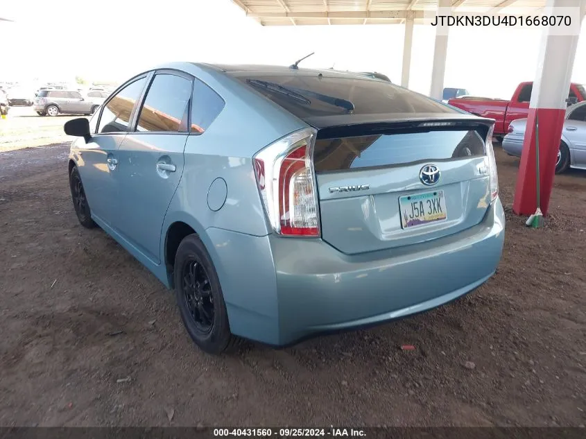 2013 Toyota Prius Two VIN: JTDKN3DU4D1668070 Lot: 40431560