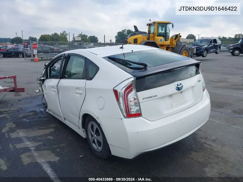 2013 Toyota Prius VIN: JTDKN3DU9D1646422 Lot: 40433869