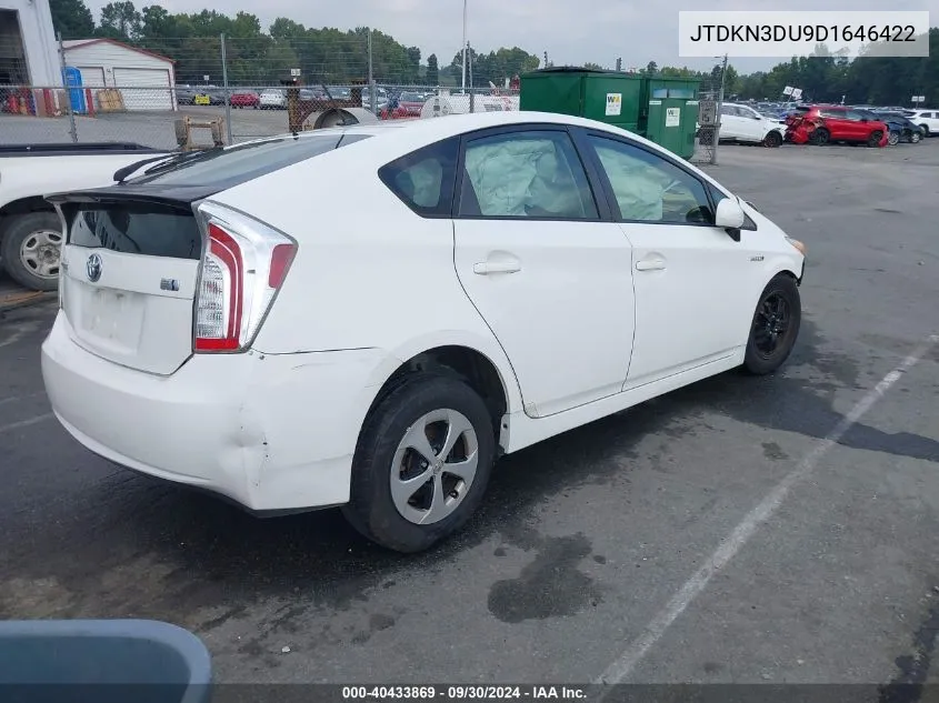 2013 Toyota Prius VIN: JTDKN3DU9D1646422 Lot: 40433869