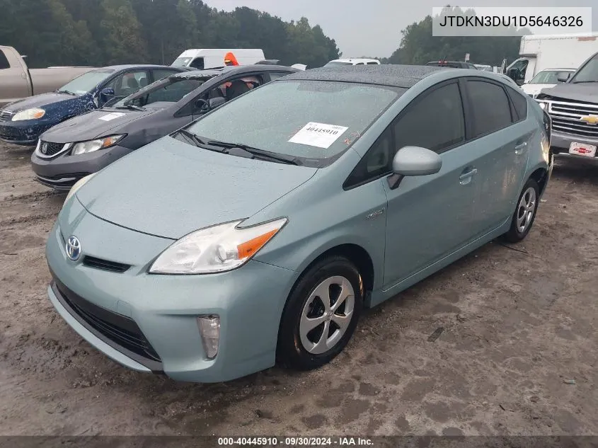 2013 Toyota Prius Three VIN: JTDKN3DU1D5646326 Lot: 40445910