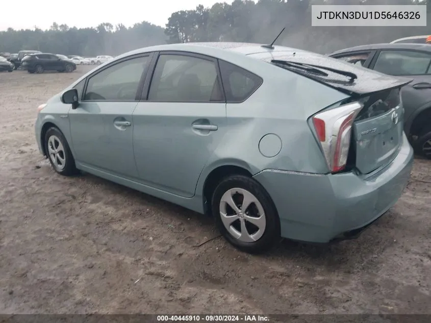 2013 Toyota Prius Three VIN: JTDKN3DU1D5646326 Lot: 40445910