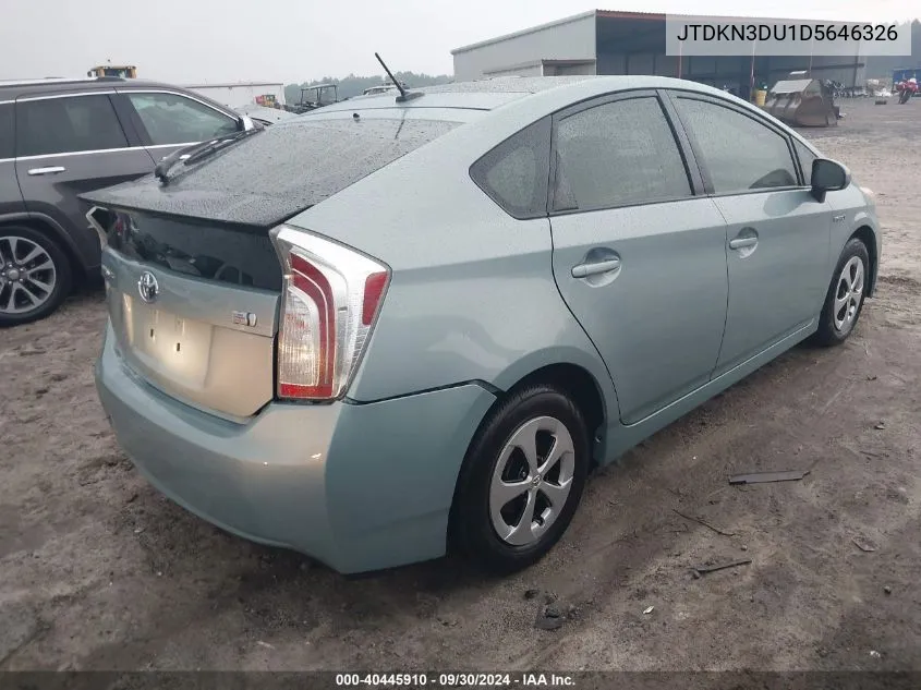 2013 Toyota Prius Three VIN: JTDKN3DU1D5646326 Lot: 40445910