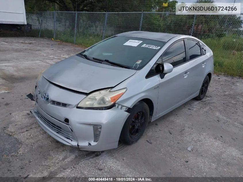 2013 Toyota Prius Two VIN: JTDKN3DU6D1724266 Lot: 40449418