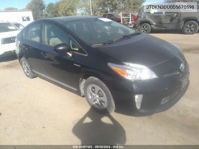 JTDKN3DU0D5670598 2013 Toyota Prius Four