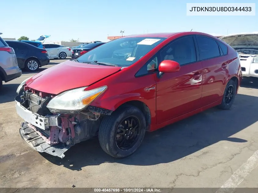 2013 Toyota Prius Two VIN: JTDKN3DU8D0344433 Lot: 40457698