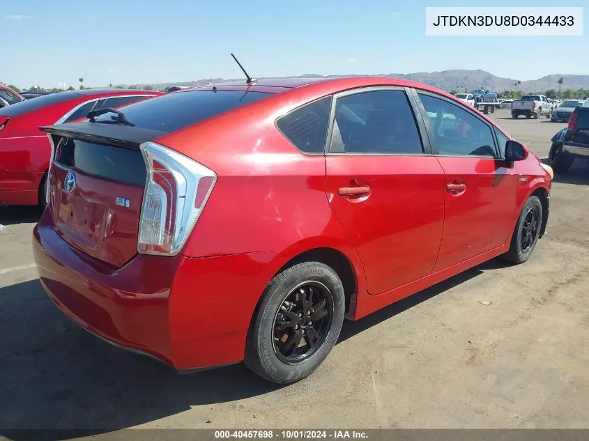 2013 Toyota Prius Two VIN: JTDKN3DU8D0344433 Lot: 40457698