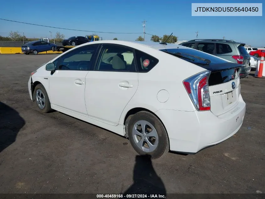 2013 Toyota Prius Three VIN: JTDKN3DU5D5640450 Lot: 40459168