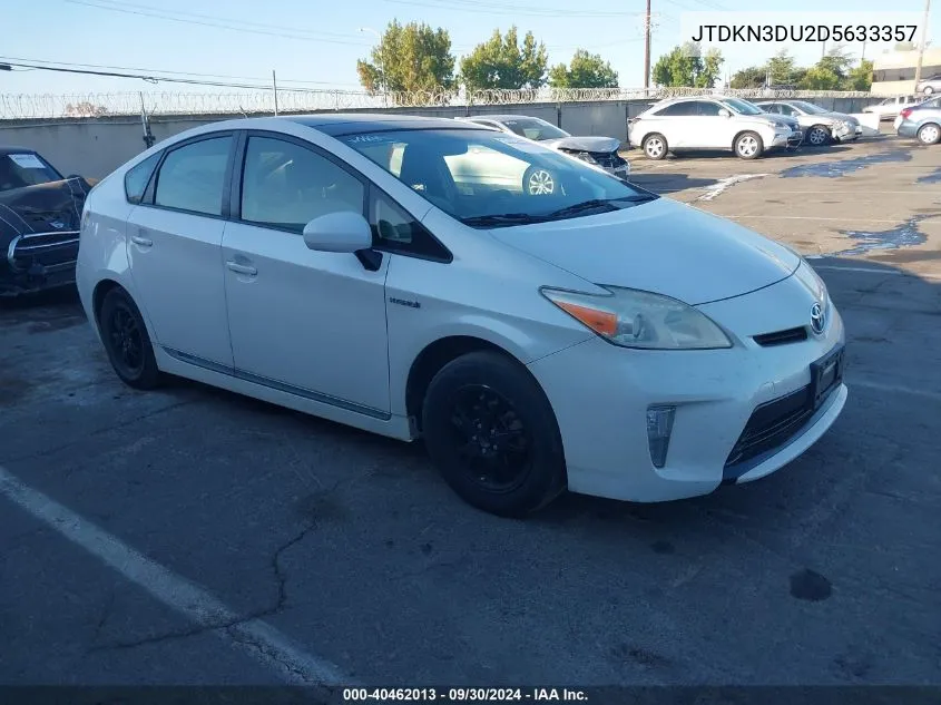 2013 Toyota Prius Three VIN: JTDKN3DU2D5633357 Lot: 40462013