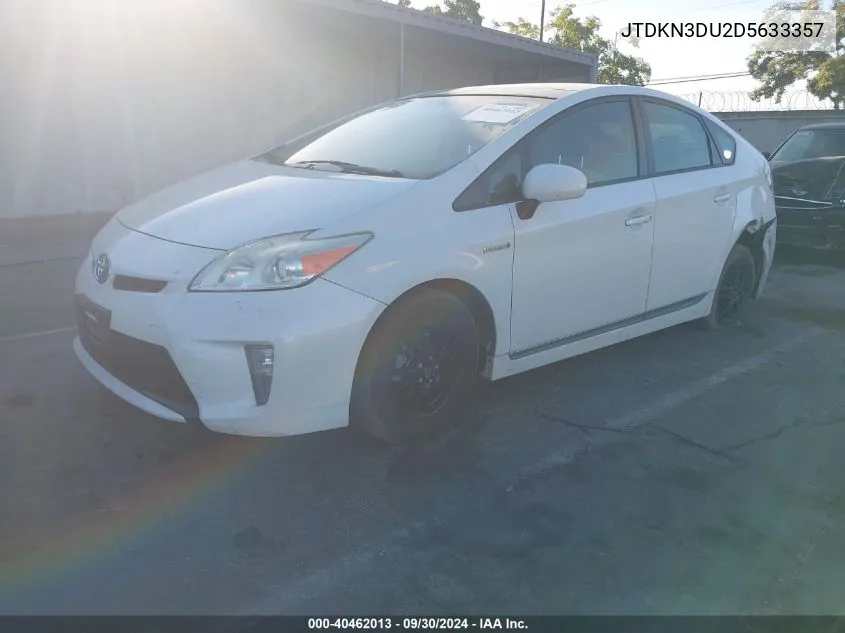 2013 Toyota Prius Three VIN: JTDKN3DU2D5633357 Lot: 40462013