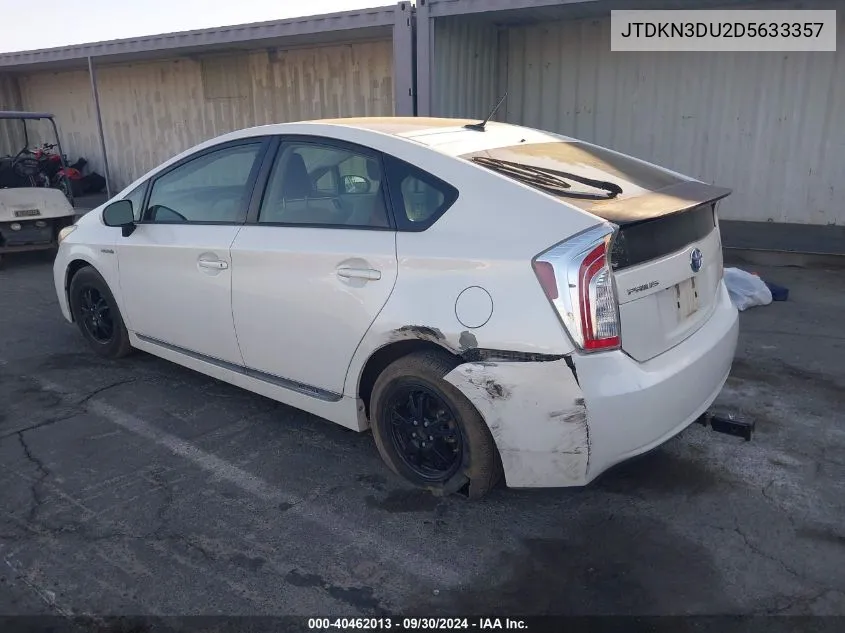 2013 Toyota Prius Three VIN: JTDKN3DU2D5633357 Lot: 40462013