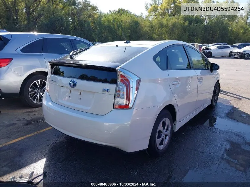 2013 Toyota Prius Four VIN: JTDKN3DU4D5594254 Lot: 40465986