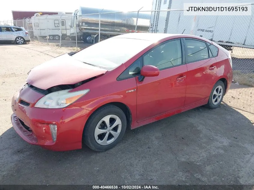 2013 Toyota Prius Two VIN: JTDKN3DU1D1695193 Lot: 40466538