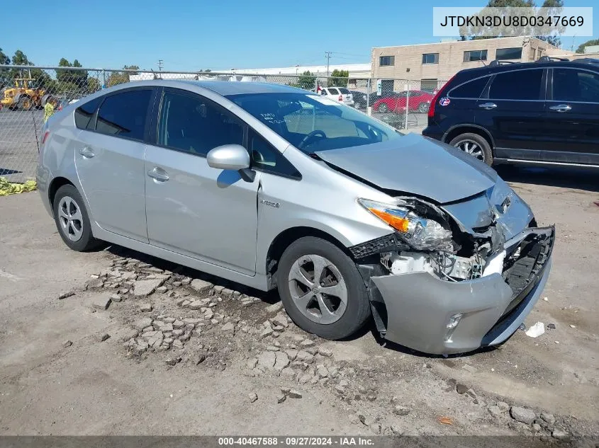 JTDKN3DU8D0347669 2013 Toyota Prius Three