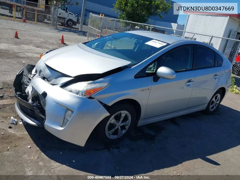 2013 Toyota Prius Three VIN: JTDKN3DU8D0347669 Lot: 40467588