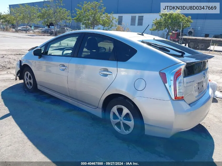 JTDKN3DU8D0347669 2013 Toyota Prius Three