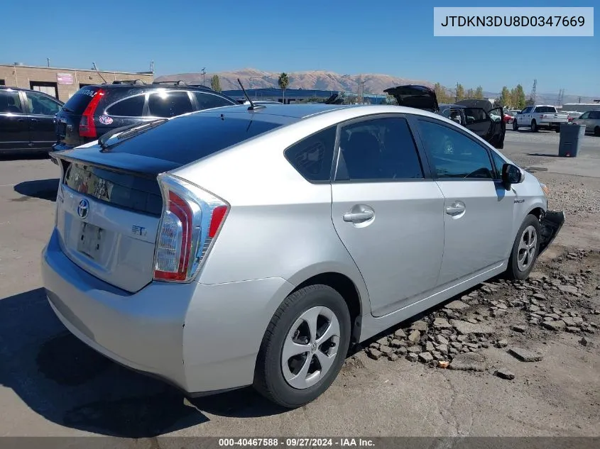 JTDKN3DU8D0347669 2013 Toyota Prius Three