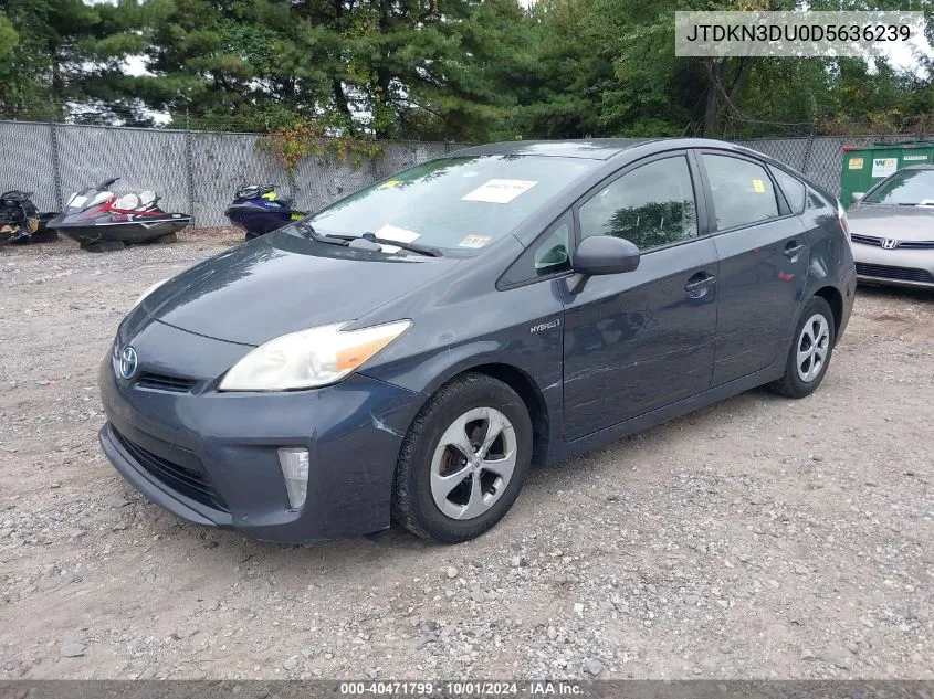 2013 Toyota Prius Three VIN: JTDKN3DU0D5636239 Lot: 40471799