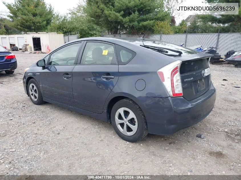 2013 Toyota Prius Three VIN: JTDKN3DU0D5636239 Lot: 40471799