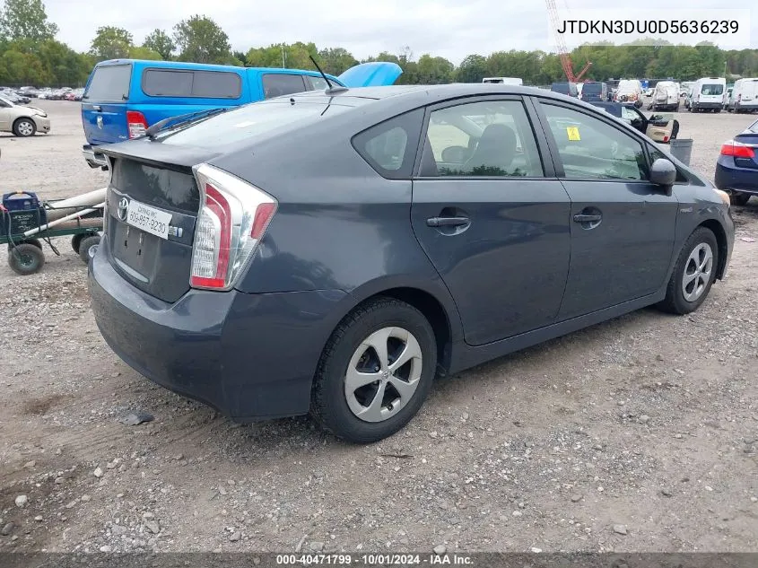 2013 Toyota Prius Three VIN: JTDKN3DU0D5636239 Lot: 40471799