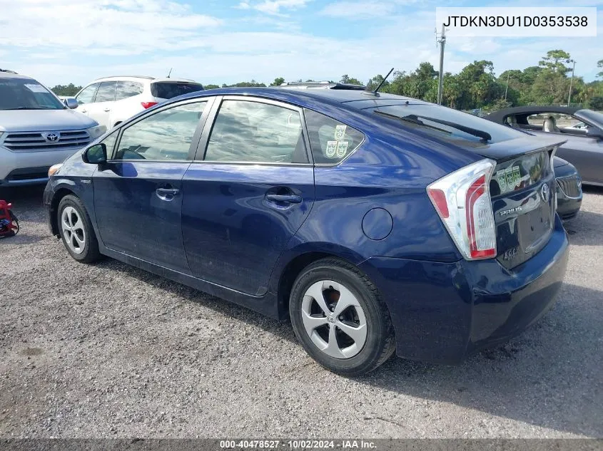 2013 Toyota Prius VIN: JTDKN3DU1D0353538 Lot: 40478527