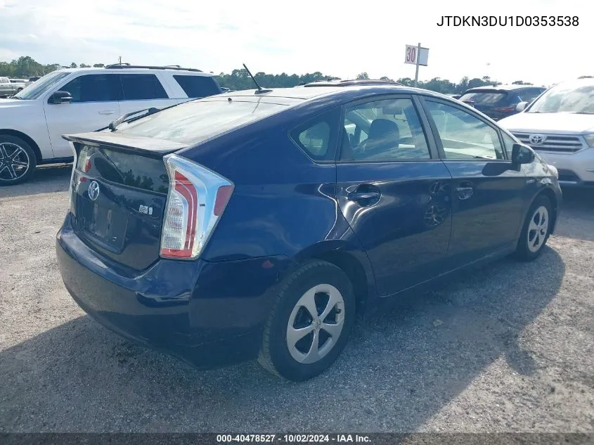 2013 Toyota Prius VIN: JTDKN3DU1D0353538 Lot: 40478527