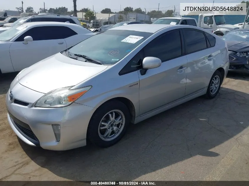 2013 Toyota Prius VIN: JTDKN3DU5D5648824 Lot: 40488748