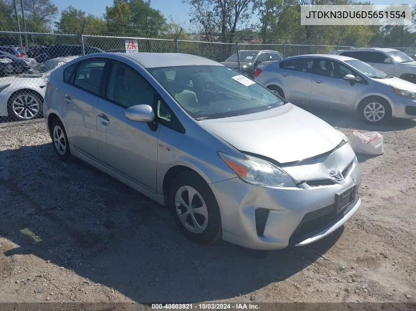 2013 Toyota Prius Two VIN: JTDKN3DU6D5651554 Lot: 40503921