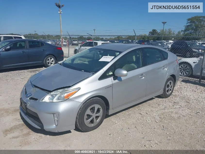 2013 Toyota Prius Two VIN: JTDKN3DU6D5651554 Lot: 40503921