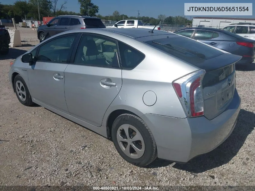 2013 Toyota Prius Two VIN: JTDKN3DU6D5651554 Lot: 40503921