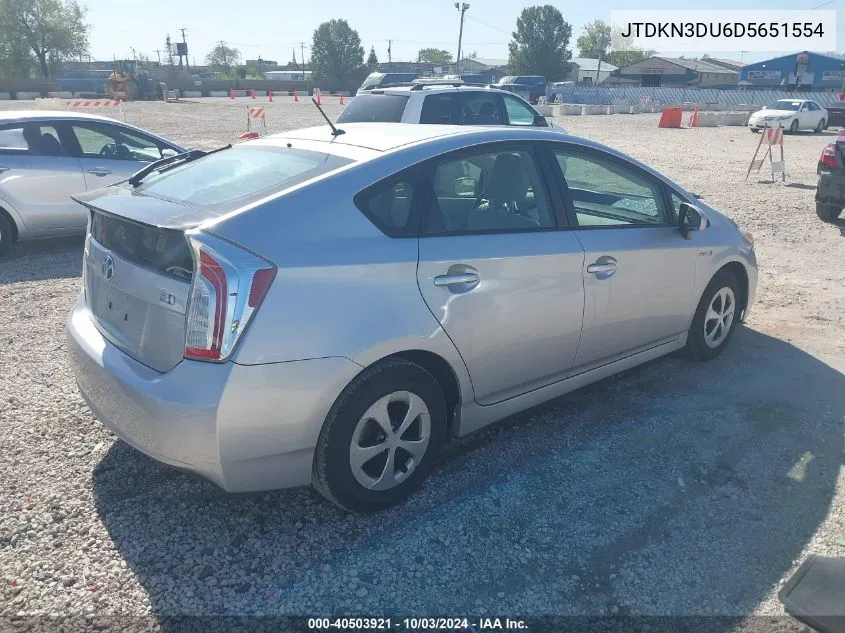 2013 Toyota Prius Two VIN: JTDKN3DU6D5651554 Lot: 40503921