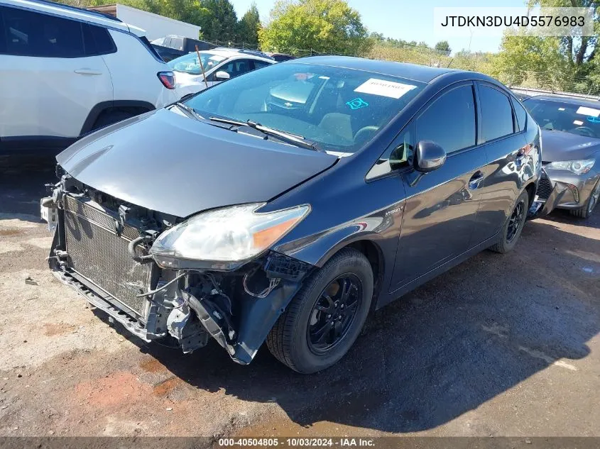 2013 Toyota Prius Three VIN: JTDKN3DU4D5576983 Lot: 40504805