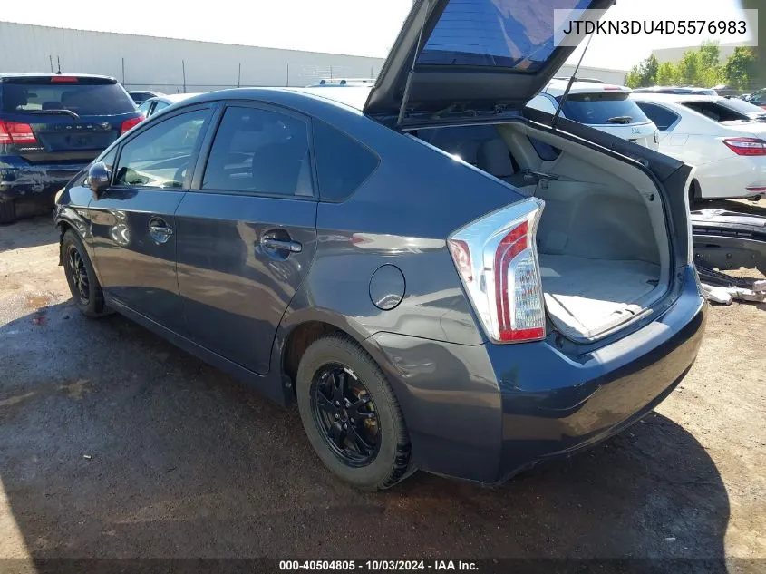 2013 Toyota Prius Three VIN: JTDKN3DU4D5576983 Lot: 40504805